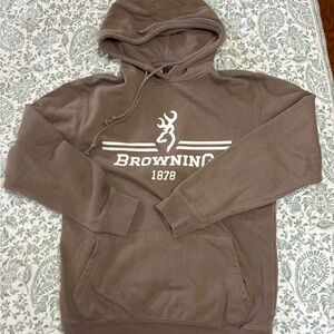 Browning Brown Hooded Pullover with White Logo